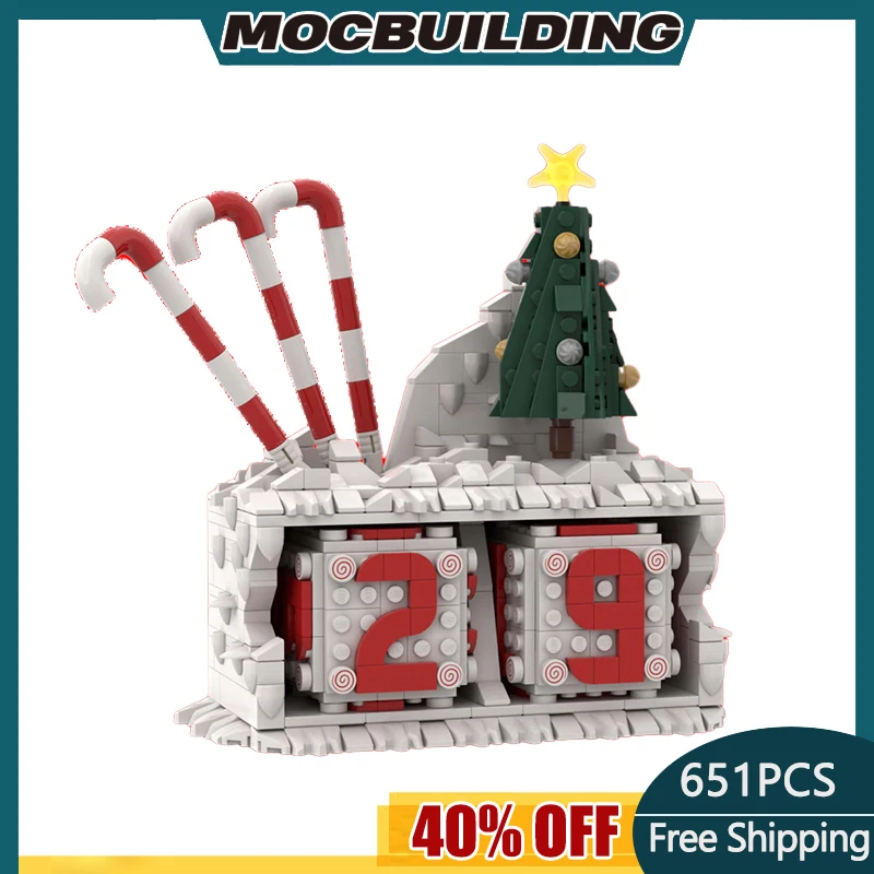 

Christmas Timer Articles Ornaments Set MOC Building Blocks Model Creativity DIY Brick Toys For Children Christmas Gift