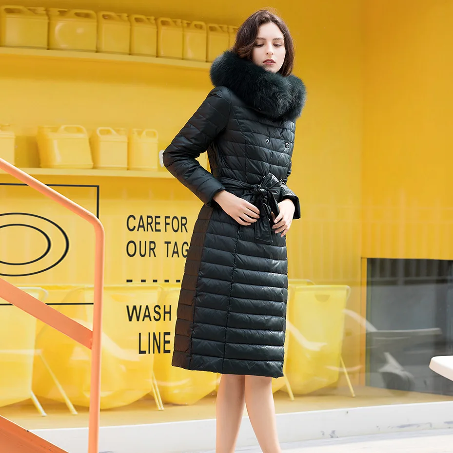 Зима 2019 новый стиль пуховик женский выше колена длинный толстый плюс размер