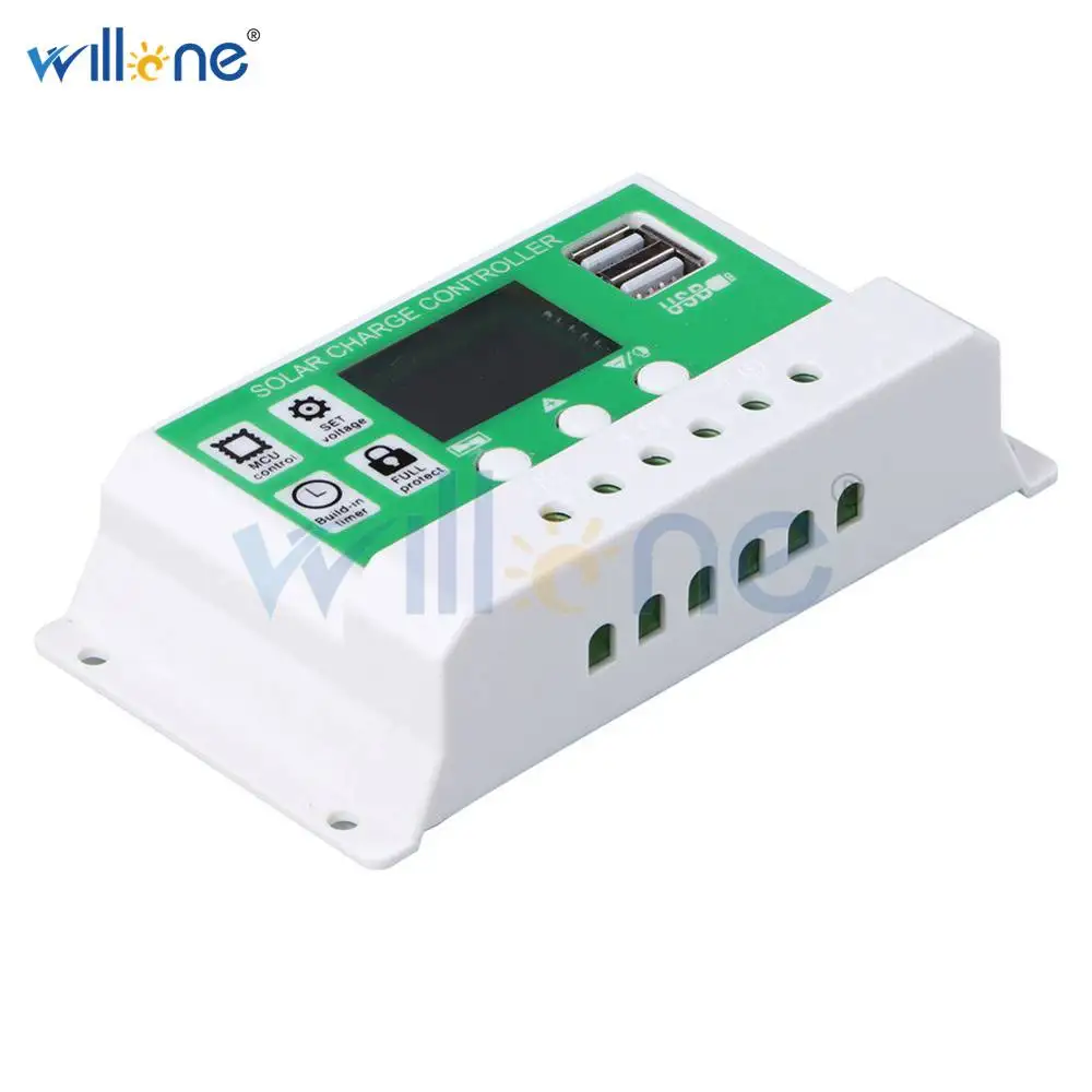 Willone Новое поступление 10A/20A/30A 12 В 24 в ЖК дисплей двойные солнечные панели из