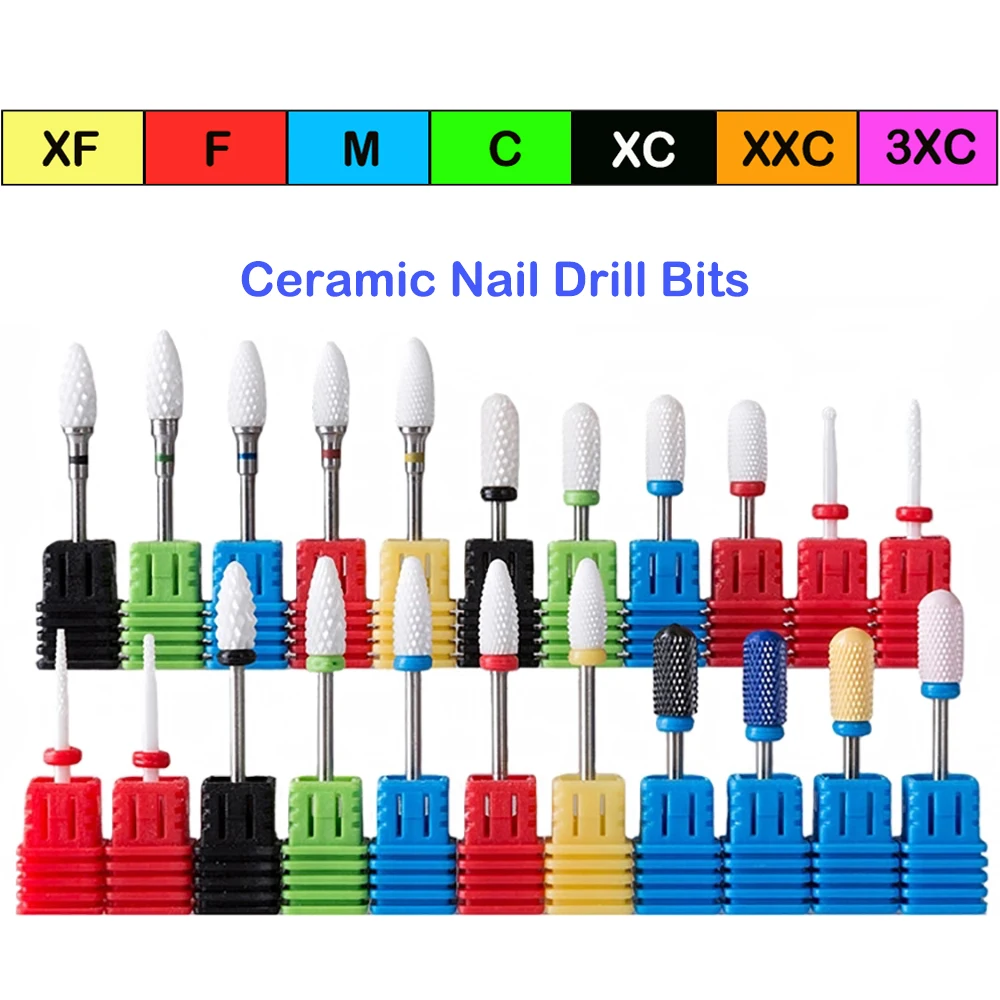 Wholesal 100pc/Set Ceramic Nail Drill Bit Rotary Electric Manicure Bits Milling Cutter For Machine Cuticle Remove Burr Nail Tool