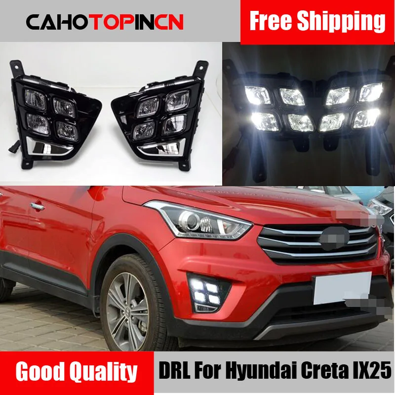 1 комплект для Hyundai Creta IX25 2014 2015 2016 светодиодный DRL Габаритные огни 12В ABS