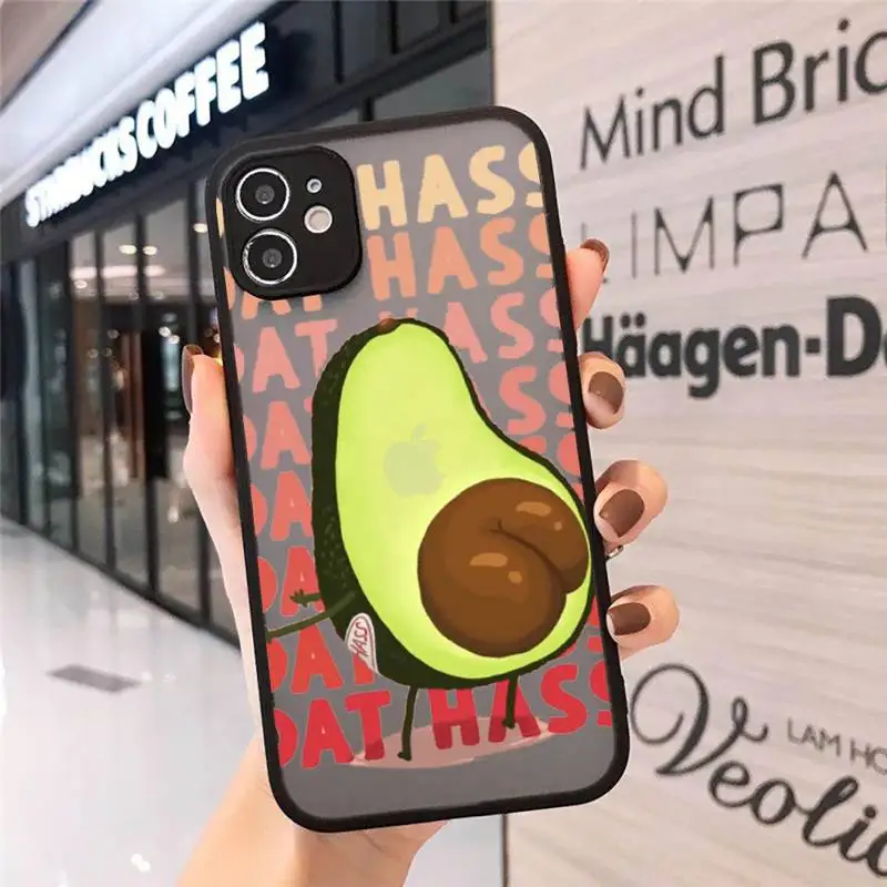 

food Cute avocado cartoon Phone Case matte transparent For iphone 7 8 11 12 plus mini x xs xr pro max cover