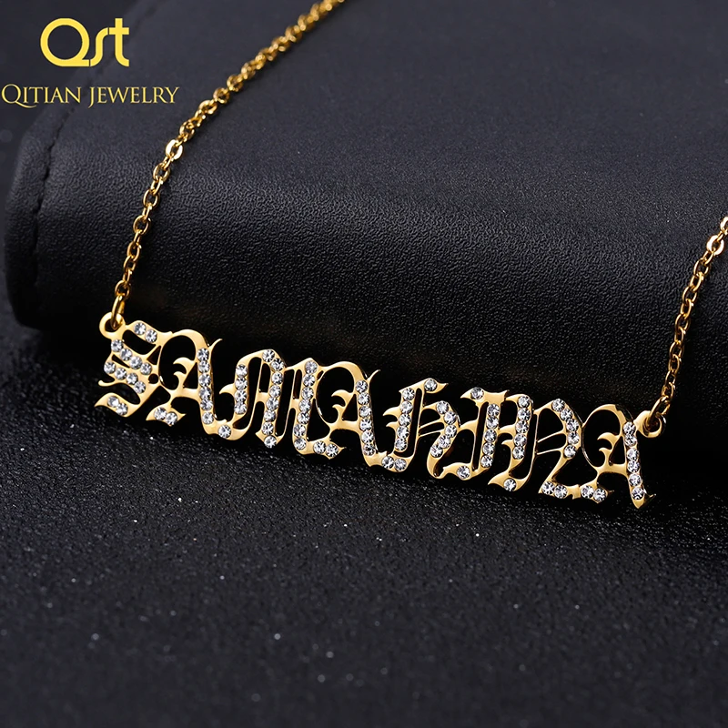 Ожерелье с именем и кулоном из старых кристаллов на английском языке ожерелье