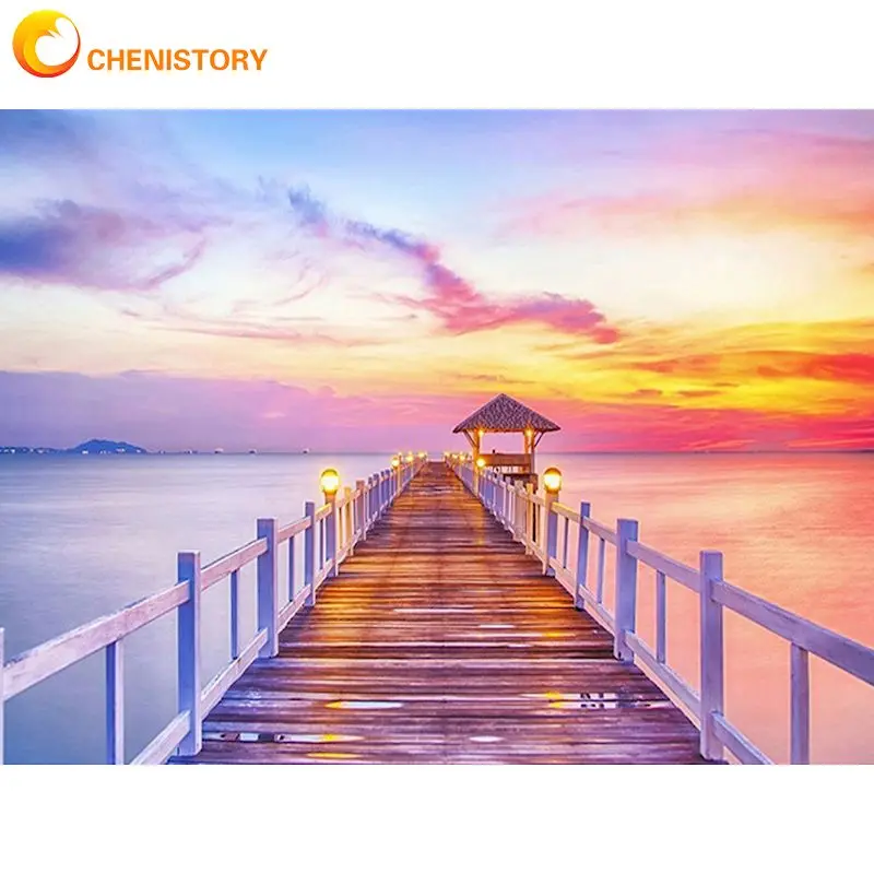 

CHENISTORY 5D DIY Diamond Painting Full Square Bridge Landscape Diamond Embroidery Cross Stitch Mosaic Stitch Gift Home Decor