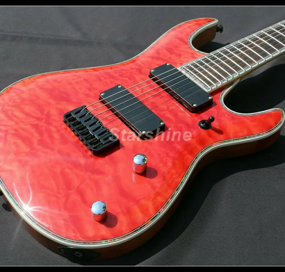Starshine 7 струн электрогитара стеганая клен целлулоидная вязка красный | Спорт и