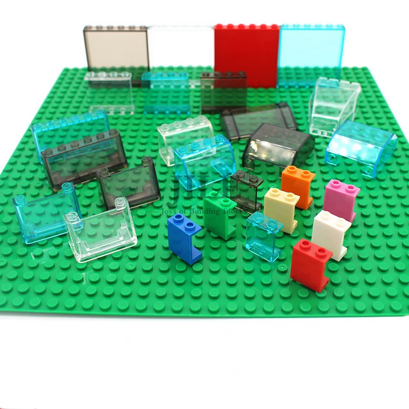 MOC прозрачное стекло ABS планшет пластина вид на город улица окна DIY здание просветить блок Кирпичи совместимы с частицами