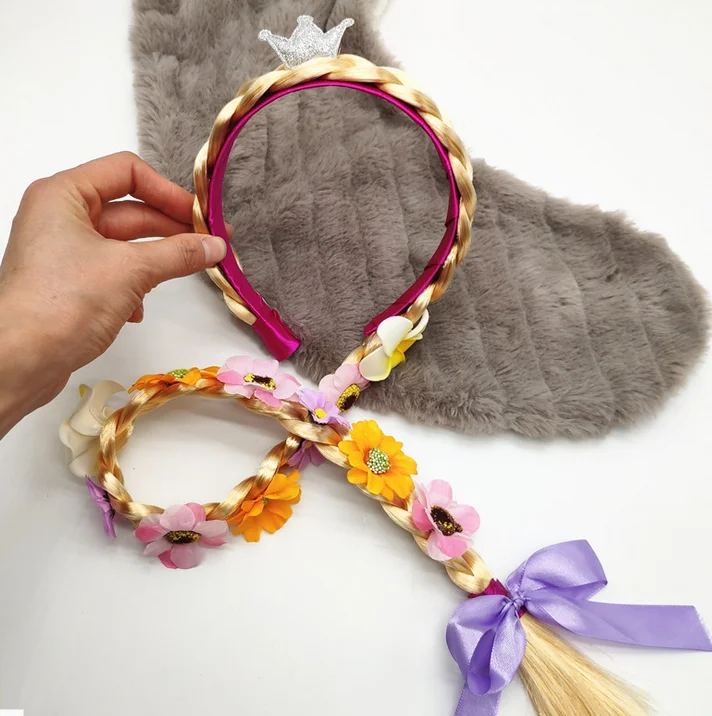 NEW Tangled Rapunzel Princess Series Halloween Cosplay Weaving Braid Headband Hair wig | Stuffed &amp Plush Animals