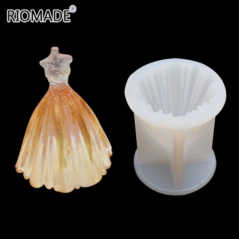 

3D Wedding Dress Silicone Molds Candle Aromatherapy Plaster Mold Decoration Handmade DIY Sugar Chocolate Cake Baking Mould
