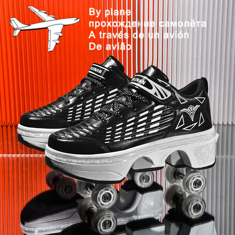 

2021 Deformation Roller Shoes Parkour Wheel Shoes 4 Wheels Rounds Of Running Shoes Roller Skates Shoes for Unisex Skating Shoes