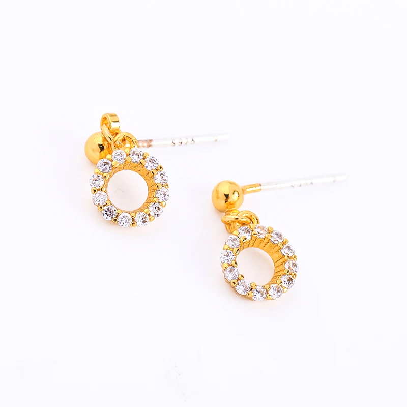 Romantic Drop Earring For Women Handmade Gold Color Zircon Round High Quality Wedding Date Gift Jewelry Accssory | Украшения и