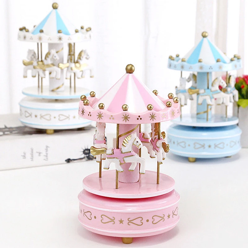 Merry-Go-Round Flashing Box Toy Child Baby Game Home Decor Carousel horse Music Box Christmas Wedding Birthday Gift Carousel