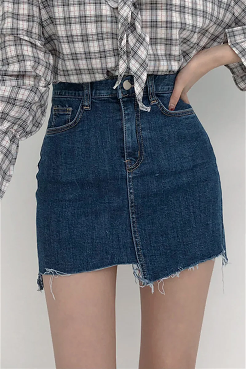 

Irregular denim skirt for women's summer 2021 new high waist and thin student A-line hip skirt short skirt