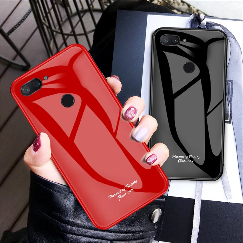 Для Xiaomi Mi 8 Lite чехол из закаленного стекла Модный тонкий для задней панели