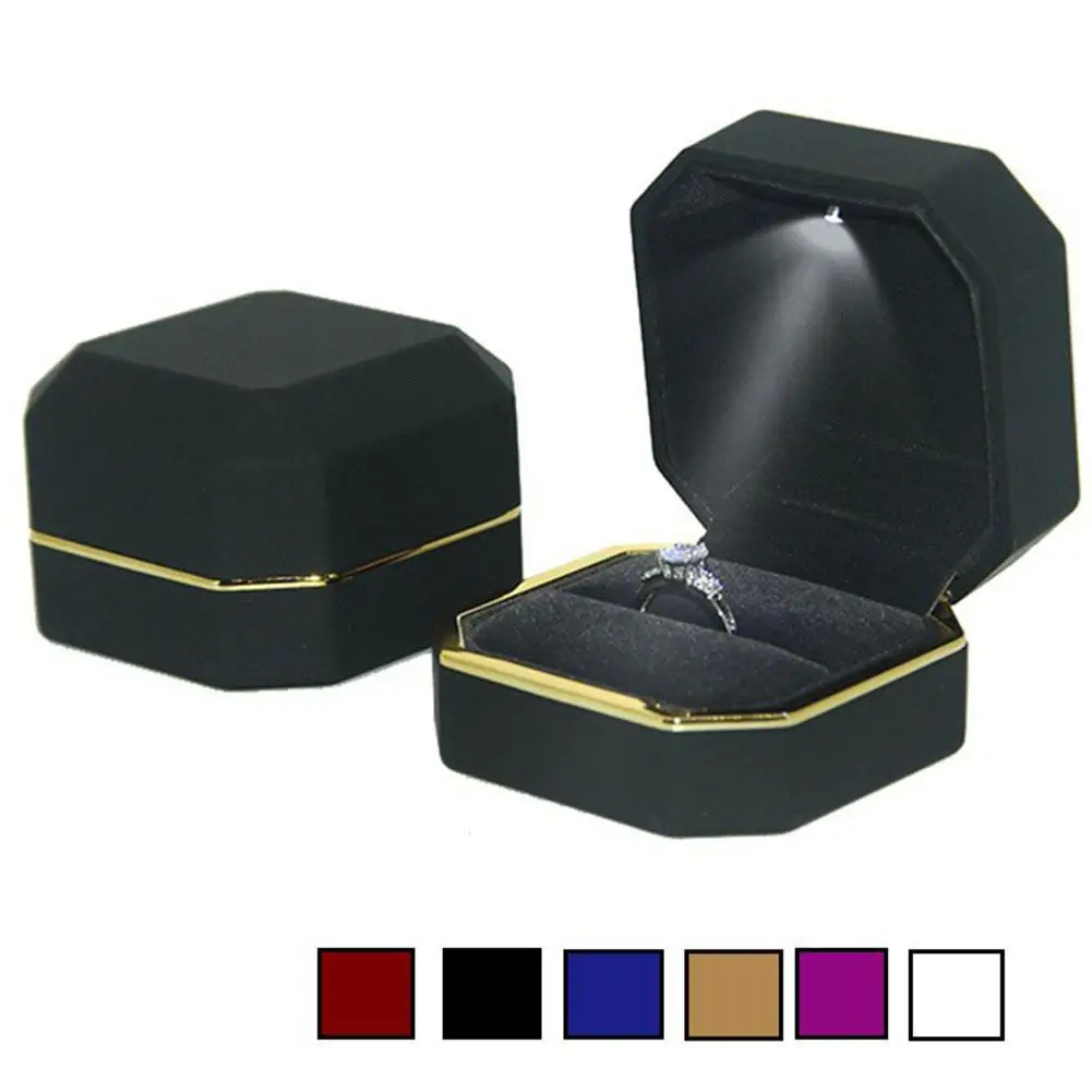 

Octagonal LED Light Ring Jewelry Storage Box Organizer Valentine Day Gift Case sierraden display 2020