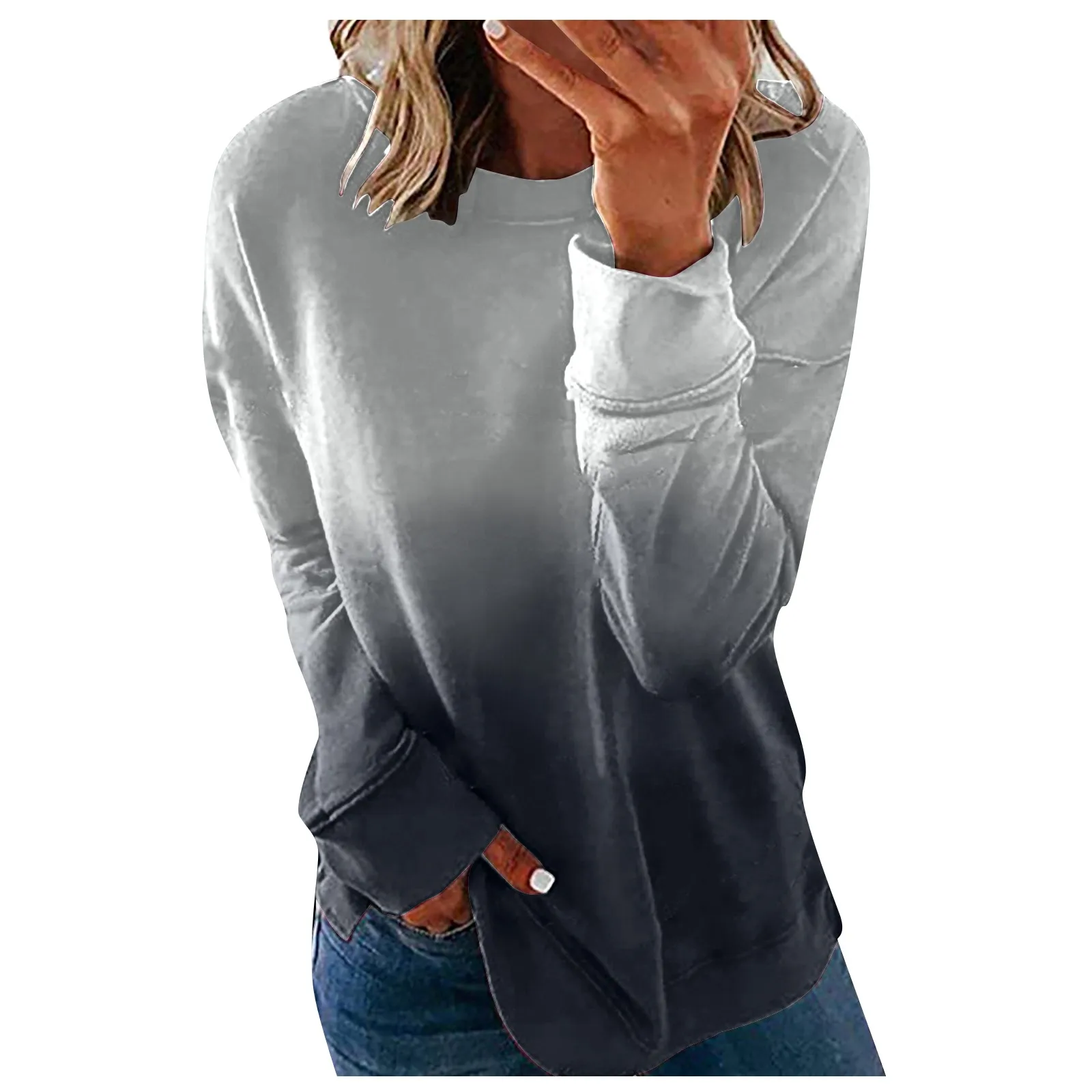 Женская одежда размера плюс зимняя футболка оверсайз с круглым вырезом женская