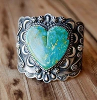sparking heart turquoise ring 925 sterling silver for women engagement wedding luxury fine jewelry size5 11