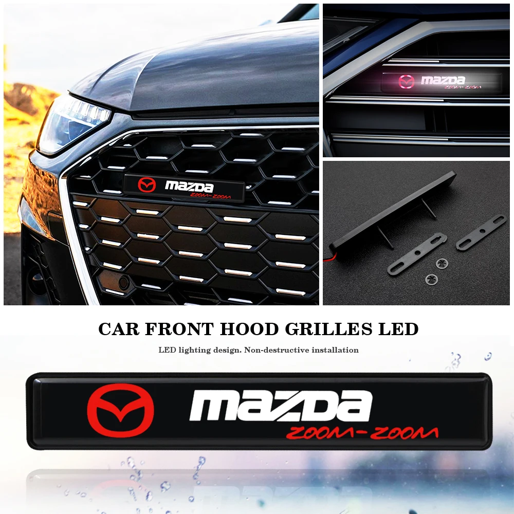 

Model LED Decorative Lights Car LED Front Hood Grille Emblem Badge For Mazda 5 6 323 626 RX8 7 Cx-5 Cx4 CX3 MX3 MX5 Atenza Axela