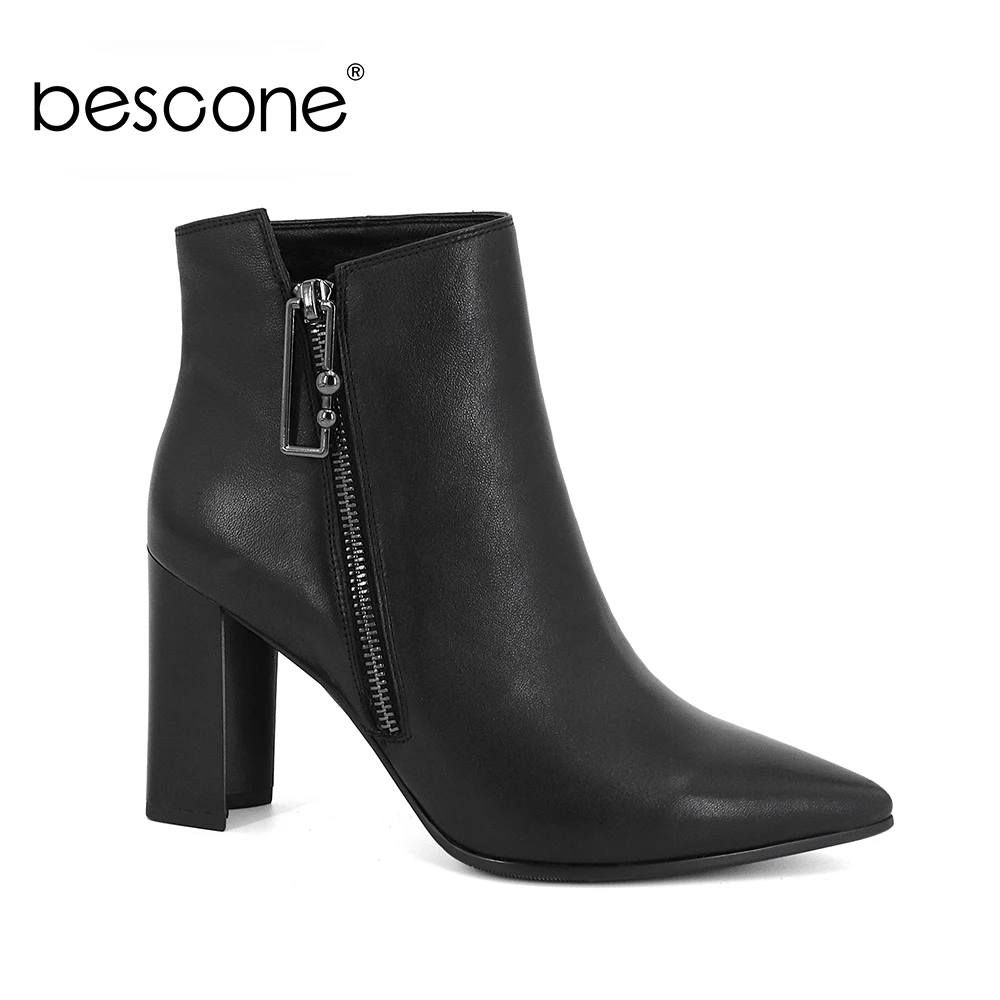 Женские короткие ботинки ручной работы BESCONE модные из натуральной кожи с острым