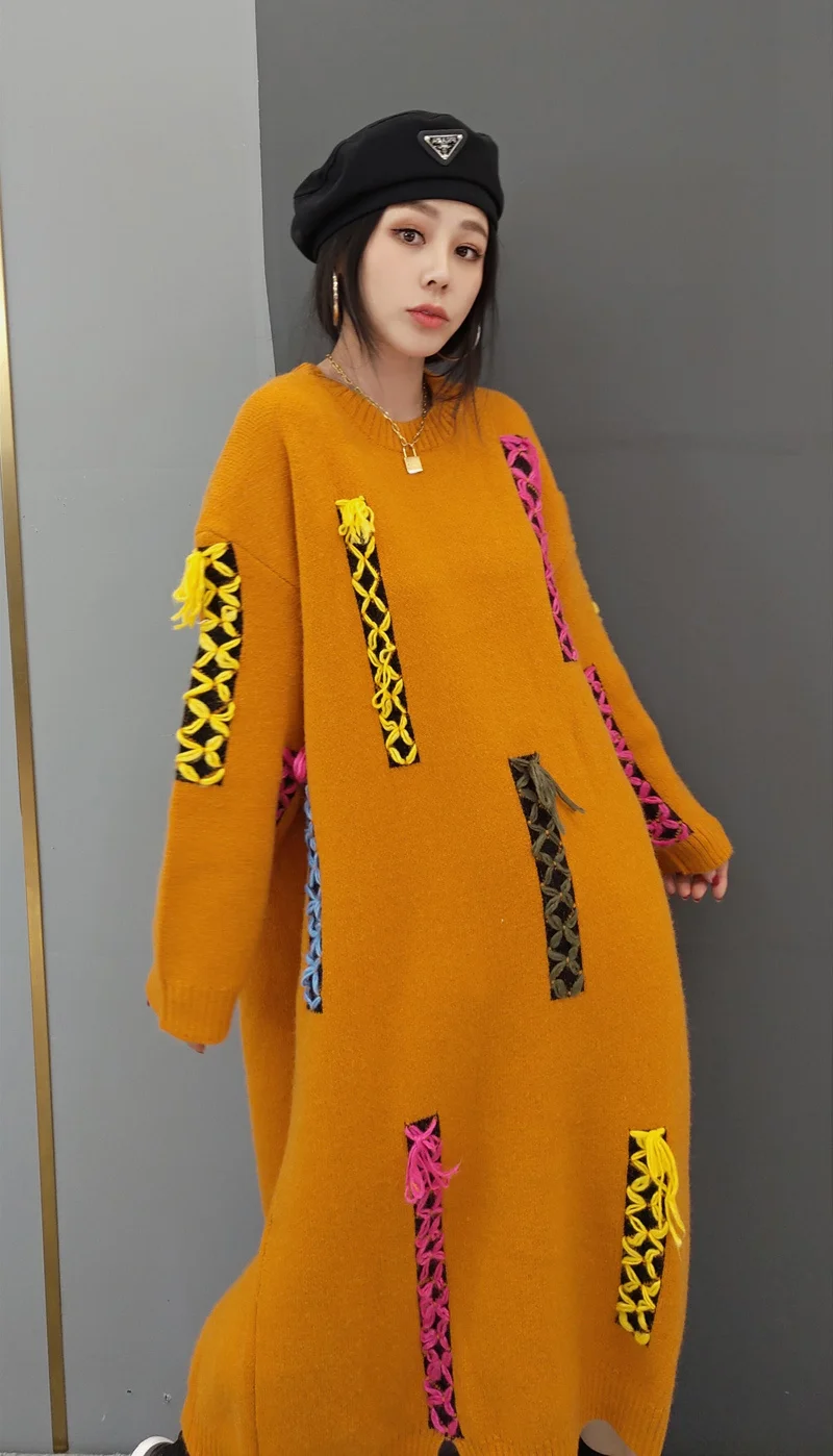 Женское трикотажное платье-свитер с юбкой в стиле колледжа | Женская одежда