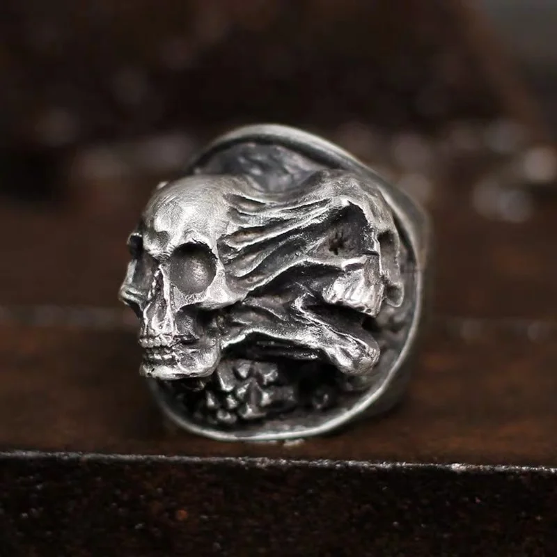 

New Retro Skull Ring Men's Skull Motorcycle Punk Rock Punk Jewelry Ring Men's Ring Jewelry Can Be Wholesale