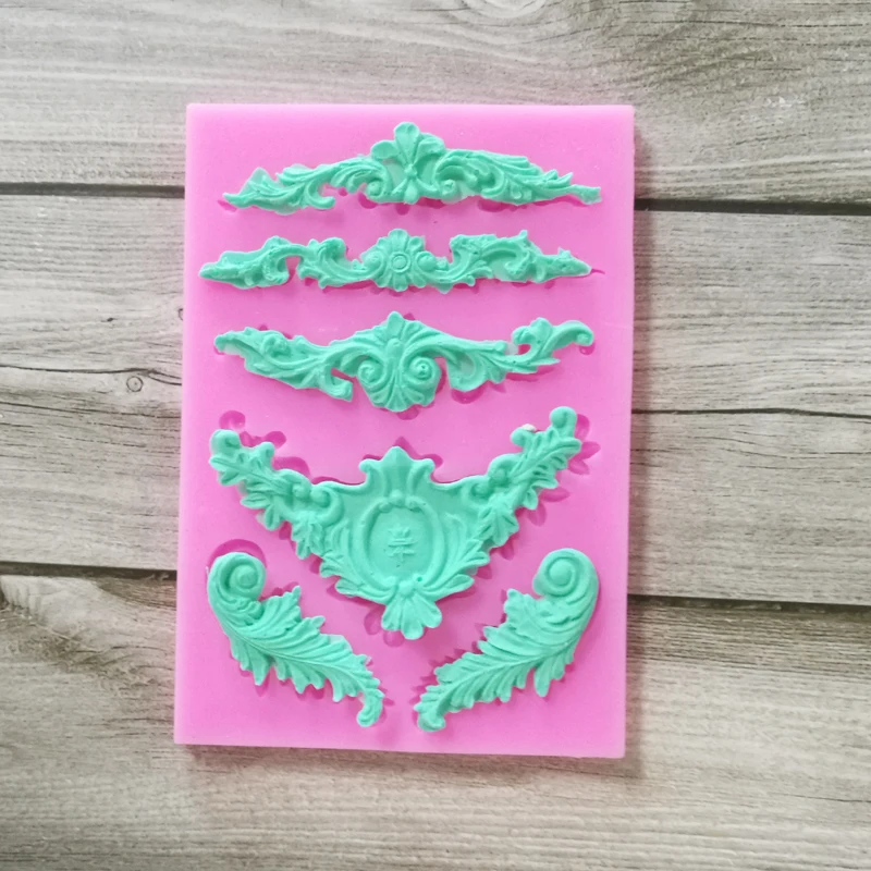 DIY европейский цветочный узор торт границы силиконовая форма барокко свиток