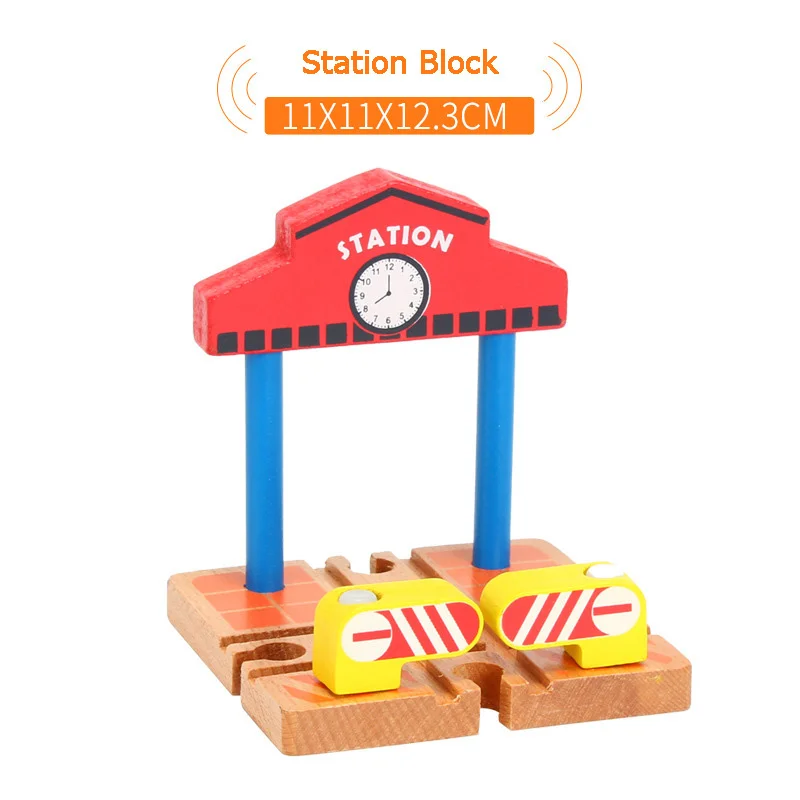 Wooden Railway Track Accessories Gas Station Train Cross Road Block Fit For Thomas Toys Children Gifts | Игрушки и хобби