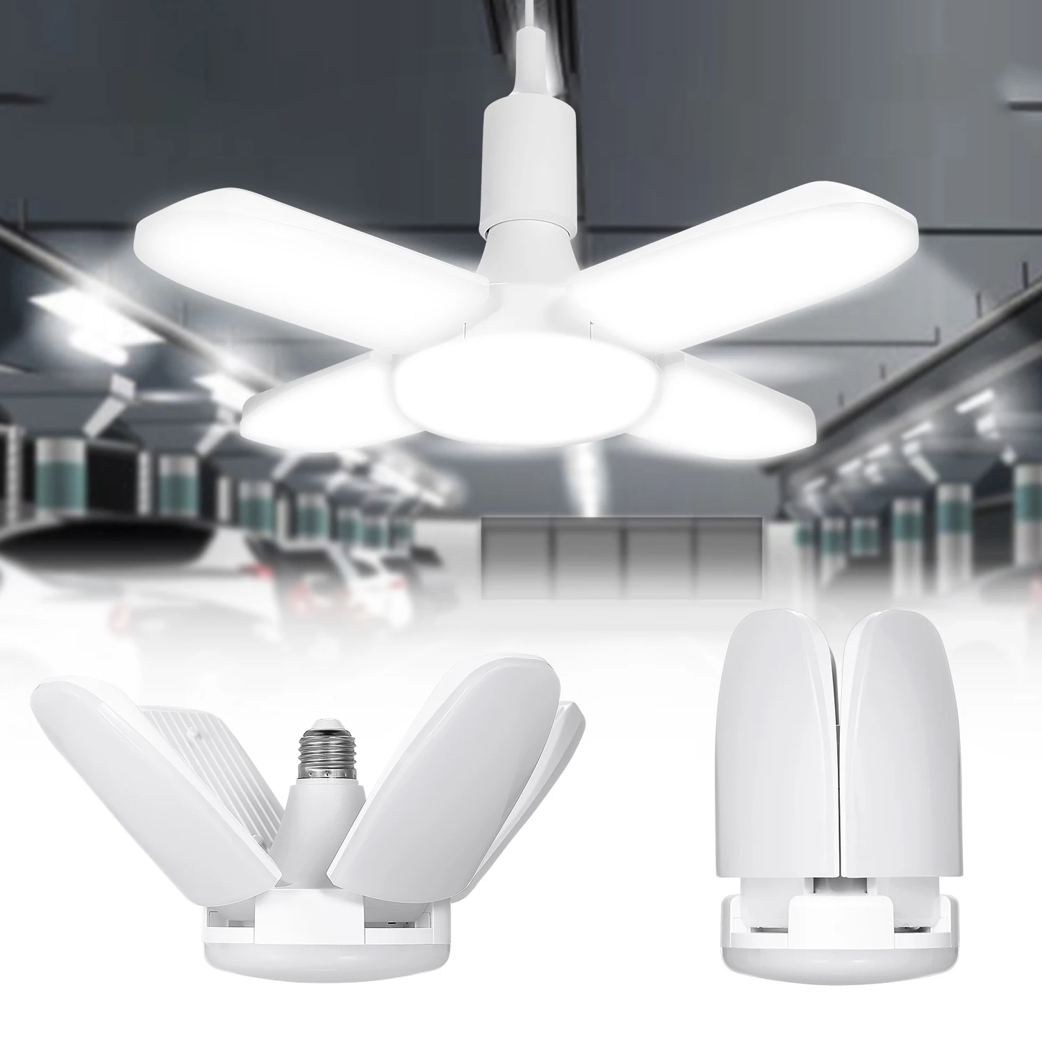 

Tomshine LEDs Garage Light AC85-265V 60W Deformable Folding Ceiling Light with 4 Adjustable Panels 6000-6500k Nature White Light