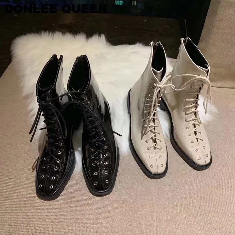 Ботильоны для женщин ботинки на платформе со шнуровкой женская зимняя обувь