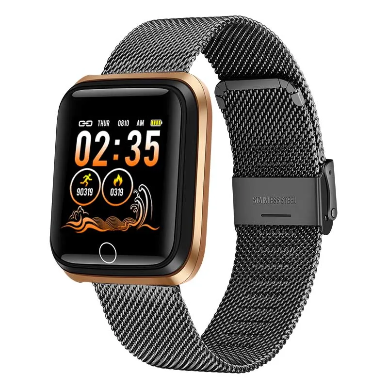 Gold black Новые смарт-часы для мужчин wo мужской монитор сердечного ритма устройство слежения за кровяным давлением фитнес-трекер спортивные водонепроницаемые умные часы для Iphone+ коробка - Цвет: Gold black