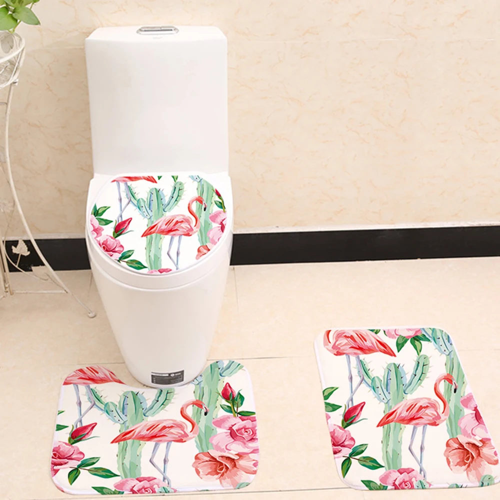 3 шт. зеленый растения цифровой принт на фланелевой ткани чехол для унитаза