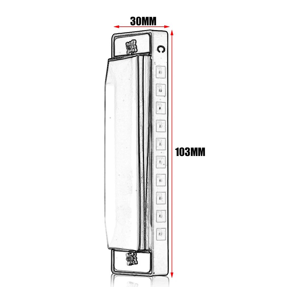 

10-Hole Diatonic Harmonica Silver Blues Diatonic Harp Harmonicon 10 Holes Musical Instrument Alloy Harmonica Mouth Organ