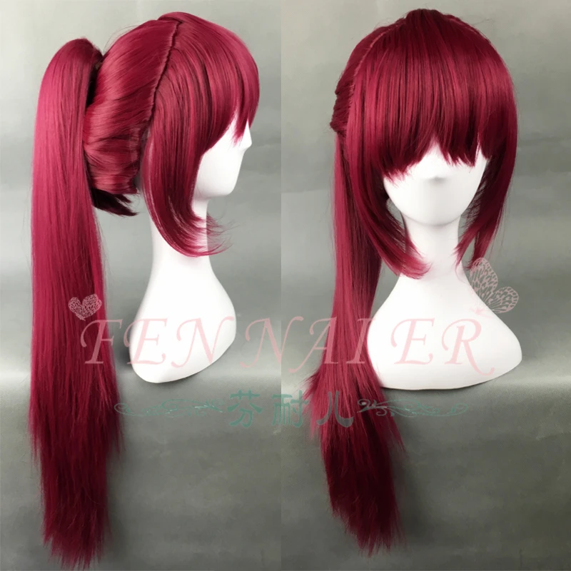 Japanese Anime FREE women Gou Matsuoka cosplay wig Kou role play dark red hair with ponytail synthetic wig images - 6