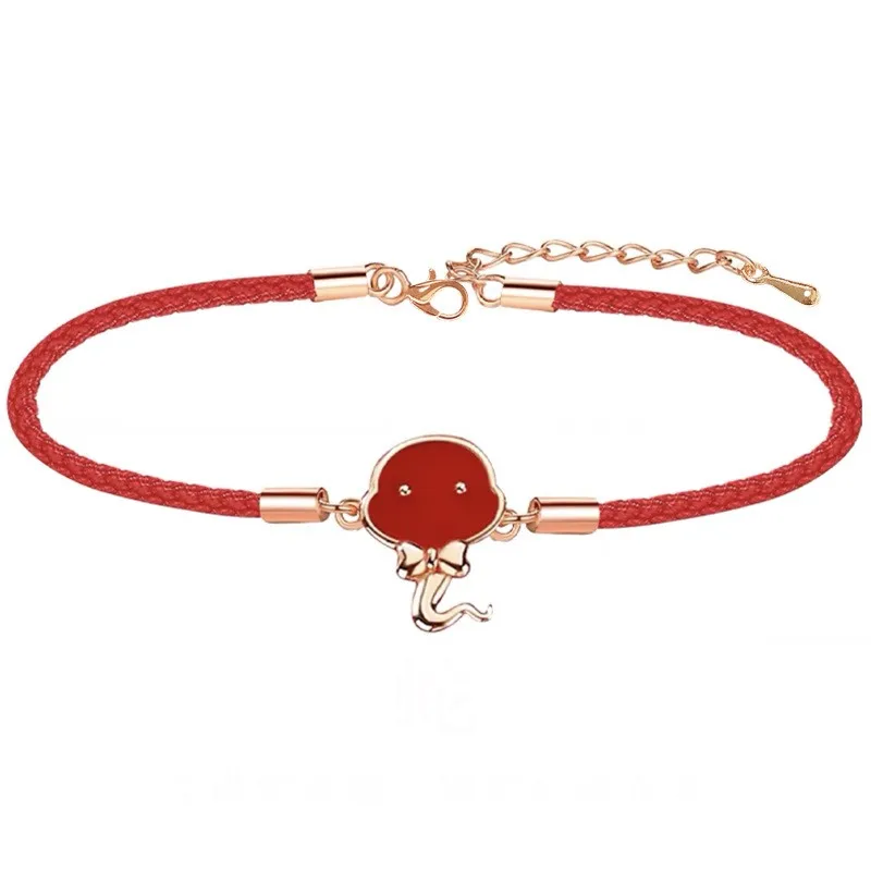 

Chinese Zodiac Blessing Bracelets For Women Zinc Alloy Rose Gold Rope Chain Bracelet 2021 Fashion Jewelry Couple Friendship Gift