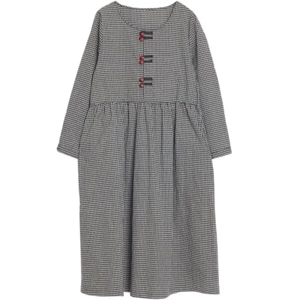 

COIGARSAM 3XL Plus Size Fashion Plaid Women dress Spring Loose O-Neck Dresses Mr Hague 8002