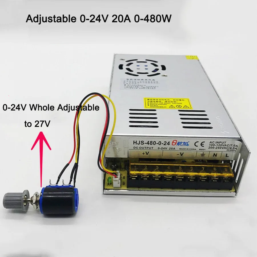 AC110V/220V до 0 24V 20A 480W Регулируемый DC импульсный источник питания HJS 480 24 блок
