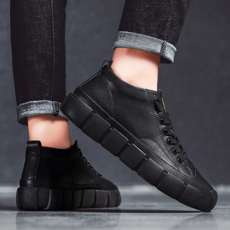 Vintage Men Shoes Breathable Mens Casual Genuine Leather Men's Sneakers Handmade Comfortable Lace-up Solid Walking | Обувь