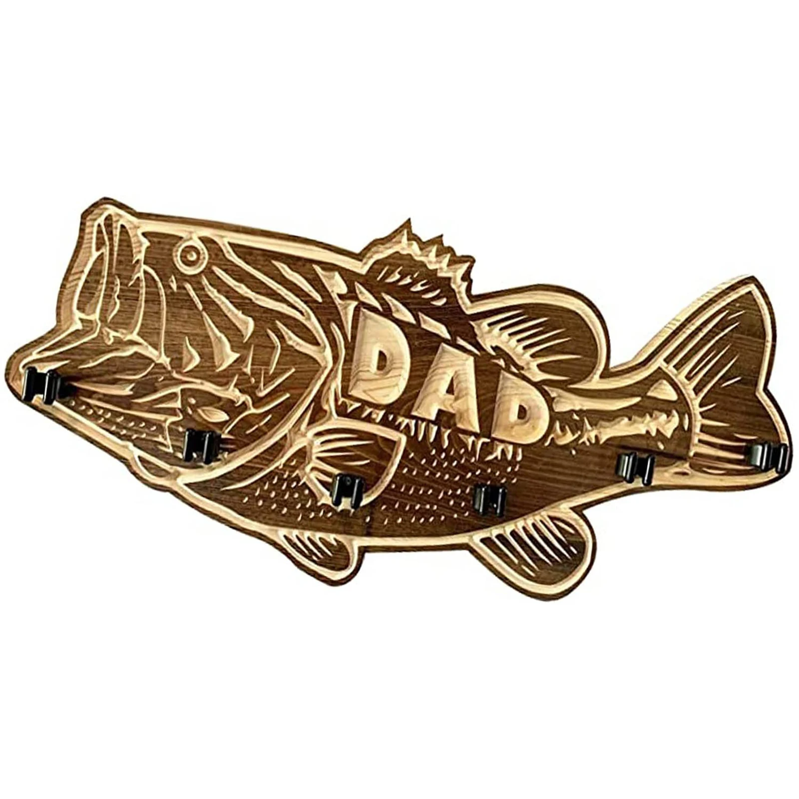 

Wood Large Mouth Bass Fishing Rod Holder Wooden Fishing Rod Rack DIY Fishing Gear and Fishing Gifts for Dad 1/2pcs DFDS889