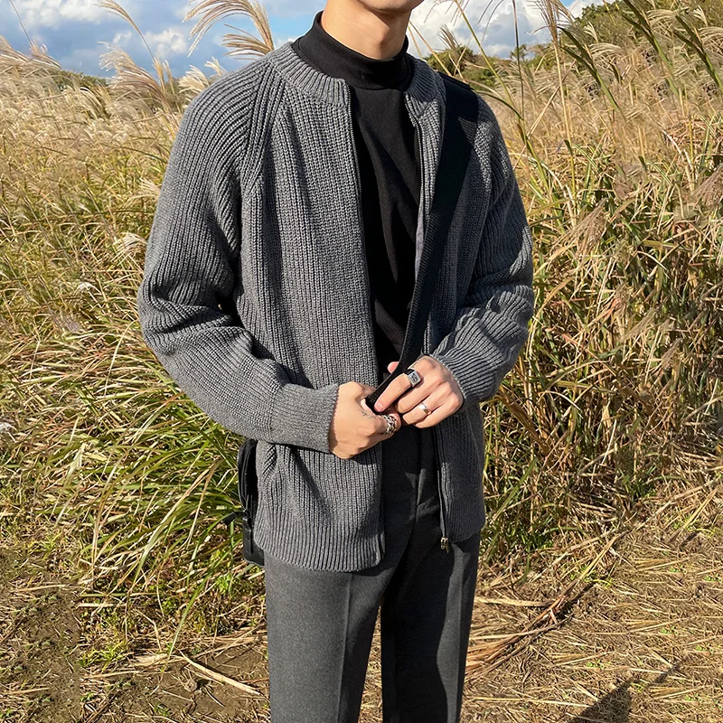 

Men's Wear Knitted Sweater Loose V-neck Single-breasted Solid Color Knitted Cardigan Coat 2022 Spring Autumn New
