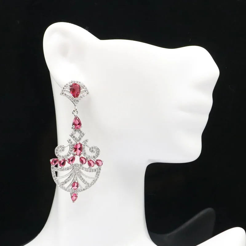 54x25 мм элегантный создан длинные Париж голубой топаз гранатовый родолит CZ для дам