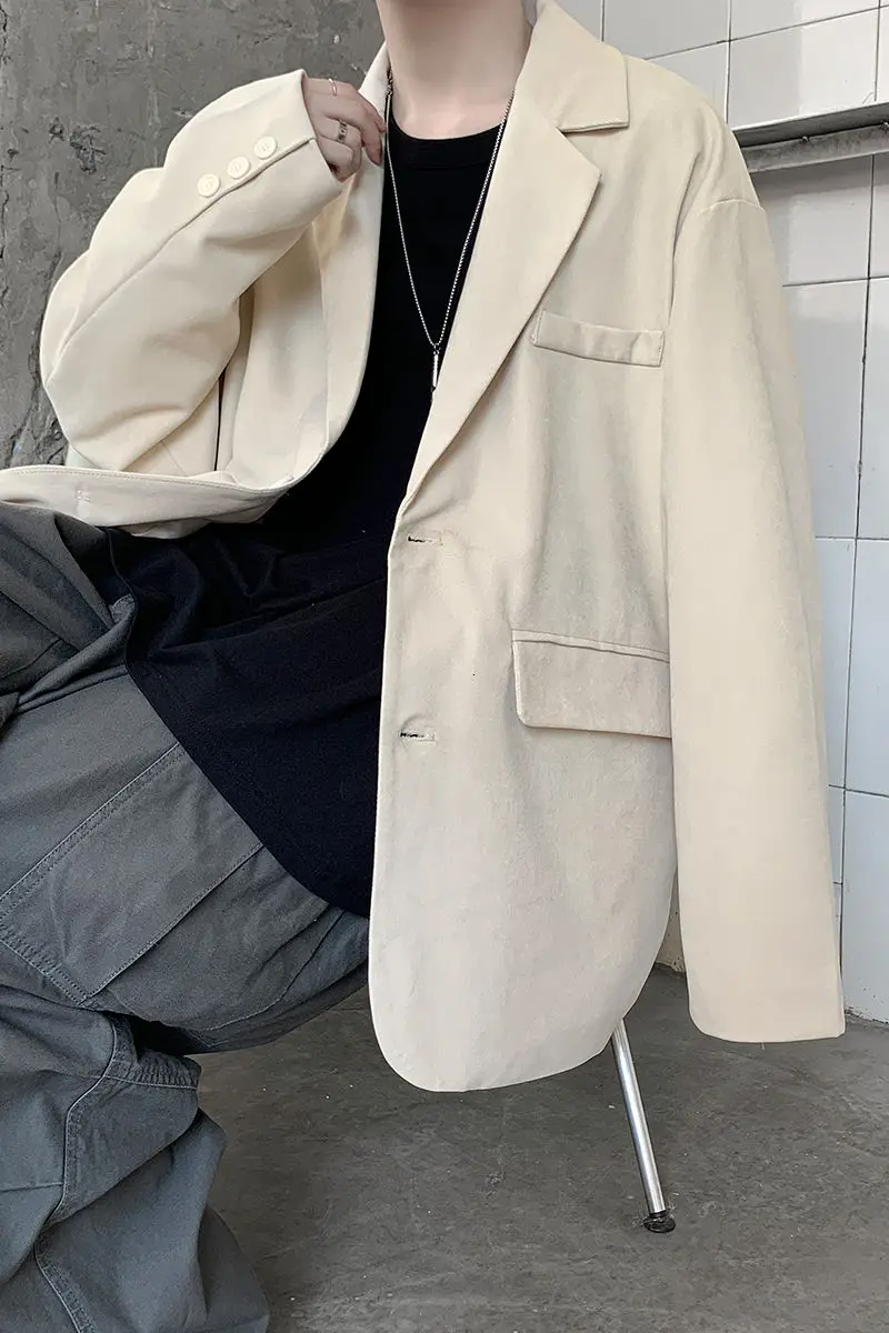 

2021 Spring And Autumn New Youth Popular Pure Color Simple And Versatile Single-breasted Suit Fashion Casual Top Apricot/black