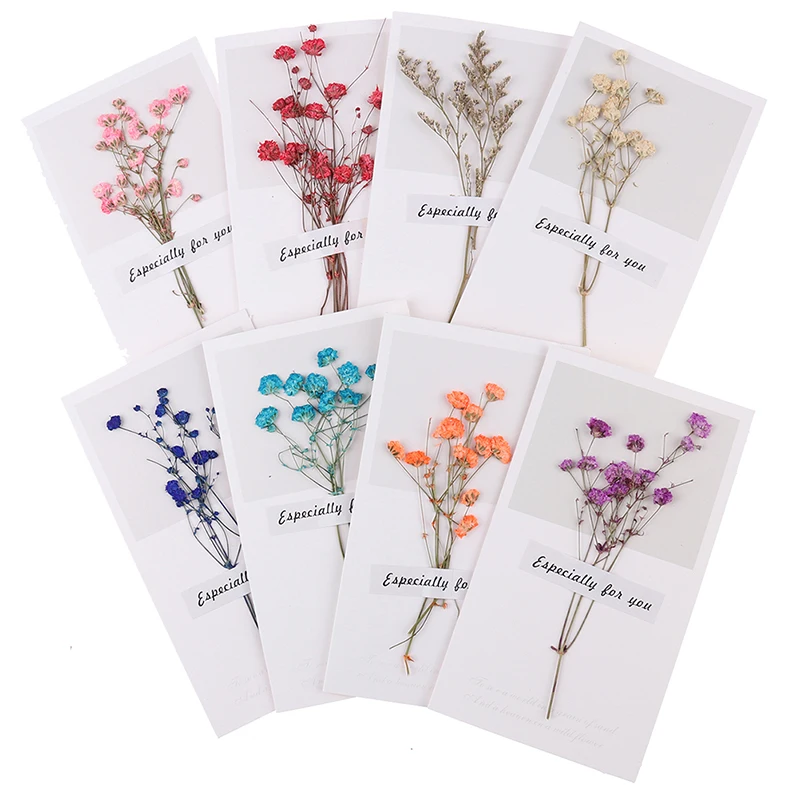 5 шт. Гипсофилы сушеные цветы рукописные поздравительная открытка подарок на