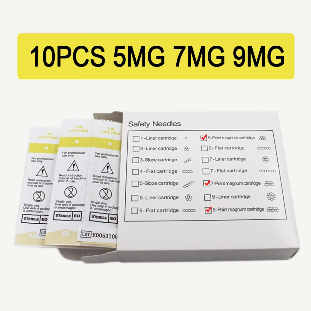 Одноразовые стерилизованные картриджи для перманентного макияжа 10 шт./лот 5/7/9 мг