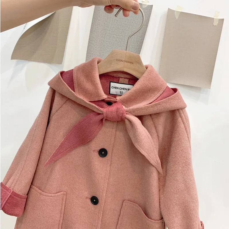 Baby Girl Wool Coats 2019 Winter New Toddler Girls Cute Hooded Jackets Kids Jacket Outwear Casual Coat 2-4Y |