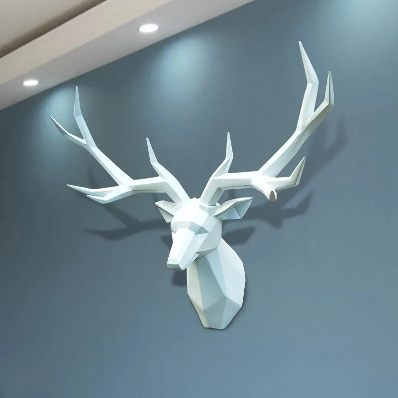 

3D ANTELOPE HEAD ABSTRACT SCULPTURE EUROPEAN STYLE HOME HANGING DECTOR LIVING ROOM WALL DECORATION RESIN DEER HEAD STATUES