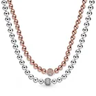 Новое ожерелье из стерлингового серебра 925 пробы, розовые и серебряные бусины и искусственные кристаллы для женщин, бусины Pandora, очаровательные ювелирные изделия сделай сам