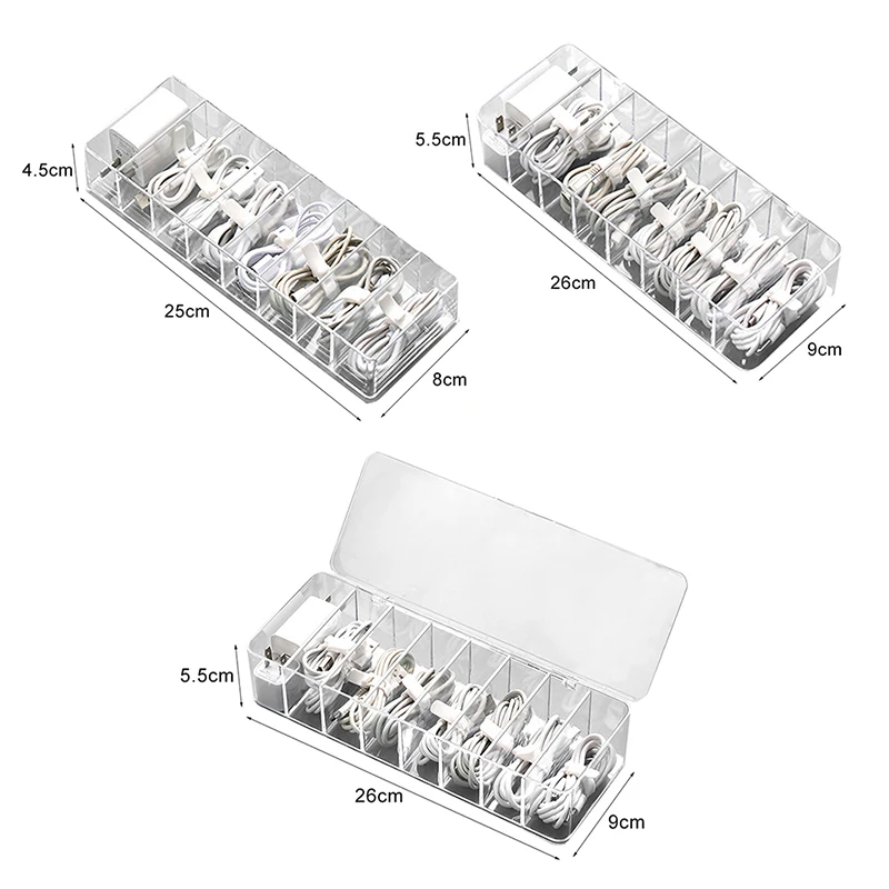 Transparent Cable Organizer Storage Box Travel Electronic Accessories USB Charger Power Bank Holder Case For Office Supply | Дом и сад