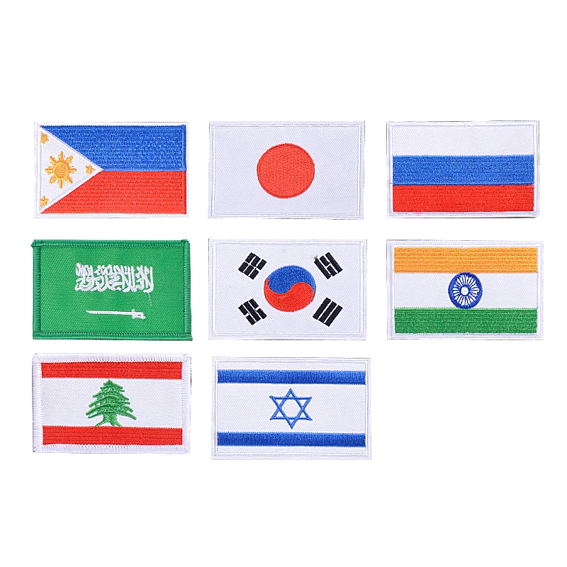 Флаги Азии вышивка значки Япония иreal Индия Россия Корея и другие флаги повязка на