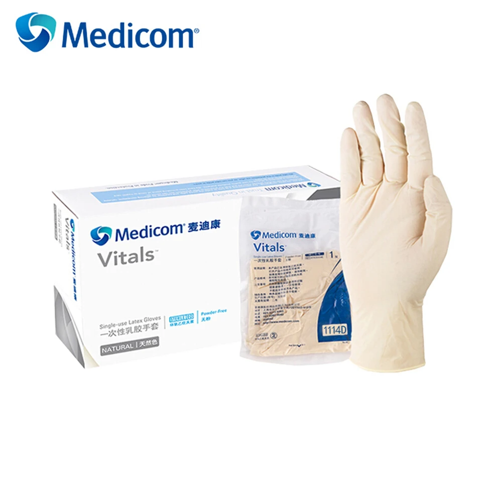 Medicom 35 пар/Box1114B одноразовые латексные перчатки Pockmark поверхностный порошок бесплатно стерилизованный тип исследования промышленные перчатки