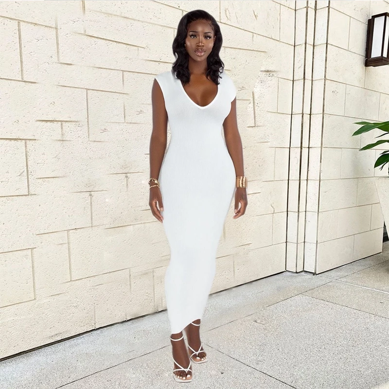 

Женское длинное платье с V-образным вырезом, без рукавов