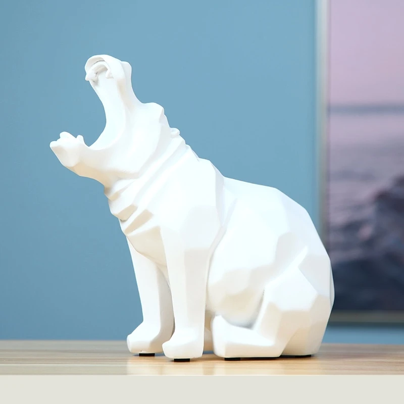 Абстрактный гиппопотам миниатюрный геометрический орнамент из смолы для реки